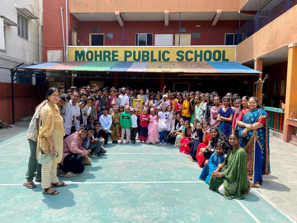 Students and teachers at Mohre Public School